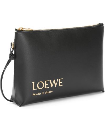 Loewe Embossed T Pouch In Shiny Nappa Calfskin - Gray