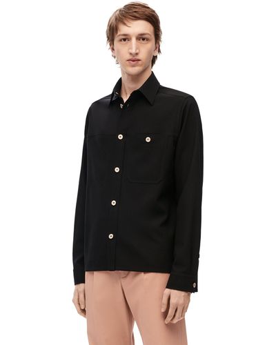 Loewe Overshirt In Wool - Black
