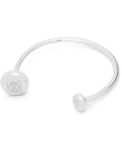 Loewe Anagram Pebble Cuff In Sterling Silver - White