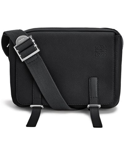 Loewe Xs Military Messenger Bag In Soft Grained Calfskin - Black