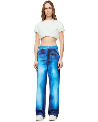 Loewe Pixelated baggy Jeans In Denim - Blue