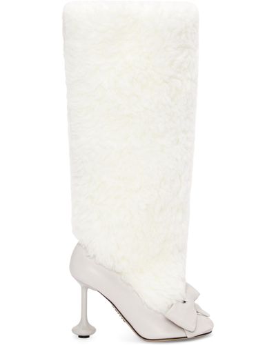 Loewe Toy Boot In Shearling And Lambskin - White