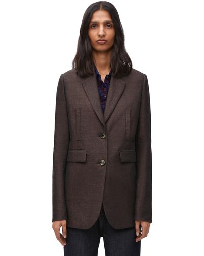 Loewe Luxury Jacket In Linen - Brown