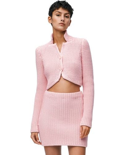 Loewe Luxury Cropped Cardigan In Technical Knit - Pink