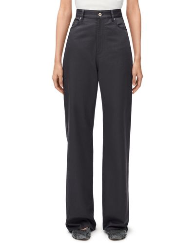 Loewe Luxury High Waisted Pants In Cotton - Blue