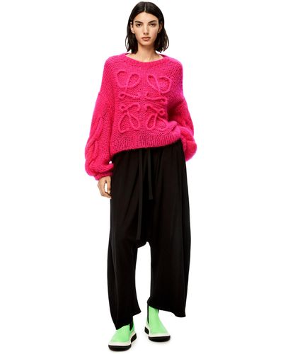 Loewe Luxury Anagram Sweater In Mohair For Women - Pink