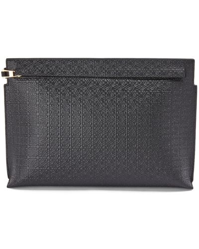 Loewe Repeat T Pouch In Embossed Silk Calfskin - Grey