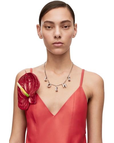 Loewe Luxury Necklace In Sterling Silver - Red