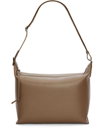Loewe Luxury Cubi Crossbody Bag In Supple Smooth Calfskin And Jacquard - Brown