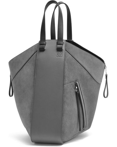 Loewe Luxury Hammock Tote Bag In Calfskin And Suede For Women - Gray