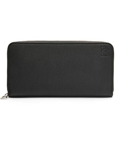Loewe Zip Around Wallet In Soft Grained Calfskin - Black