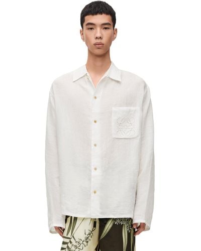 Loewe Luxury Shirt In Linen - White