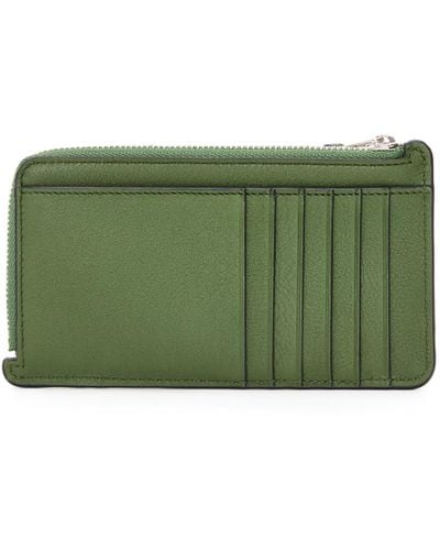 Loewe Luxury Puzzle Long Coin Cardholder In Classic Calfskin - Green