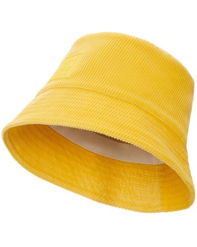 Loewe Luxury Patch Bucket Hat In Corduroy - Yellow