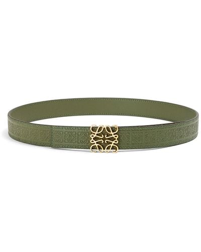 Loewe Luxury Reversible Repeat Belt In Silk Calfskin - Green