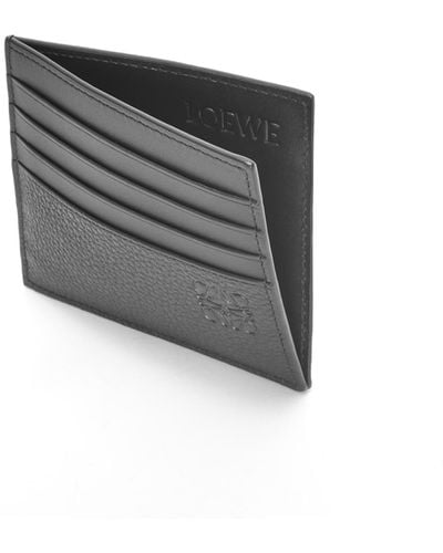 Loewe Leather Open Card Holder - Gray