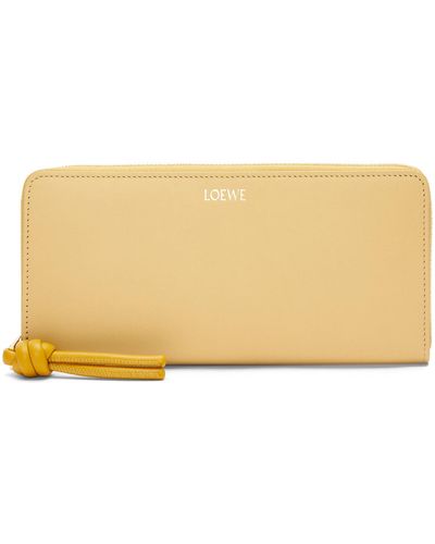 Loewe Knot Zip Around Wallet In Shiny Nappa Calfskin - Natural