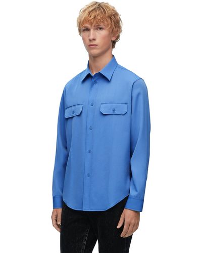 Loewe Luxury Shirt In Wool - Blue