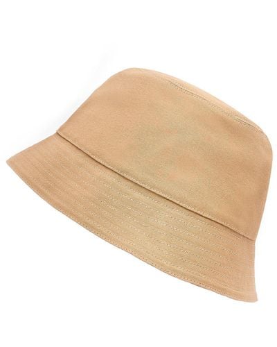 Loewe Luxury Bucket Hat In Canvas And Calfskin For - Natural