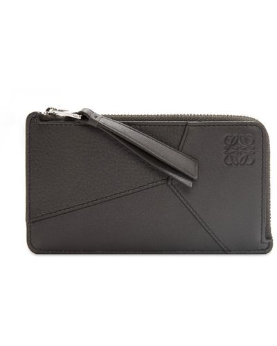 Loewe Puzzle Long Coin Cardholder In Classic Calfskin - Grey