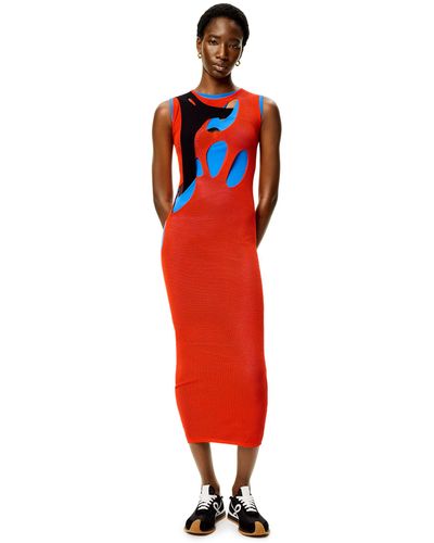 Loewe Cut-out Dress In Viscose - Red
