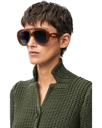 Loewe Luxury Round Spoiler Aviator Sunglasses - Green