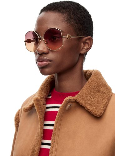 Loewe Oversize Sunglasses In Metal - Pink