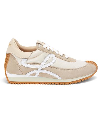 Loewe Padded Flow Runner In Nylon And Suede - Natural