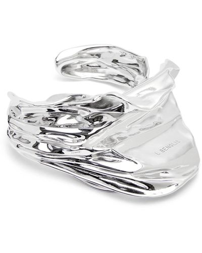 Loewe Pleated Fan Cuff In Sterling Silver - White