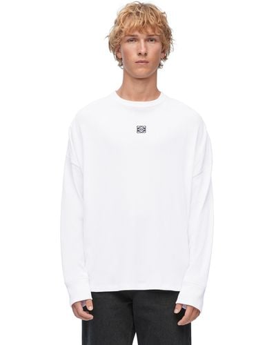 Loewe Luxury Oversized Fit Long Sleeve T-shirt In Cotton - White