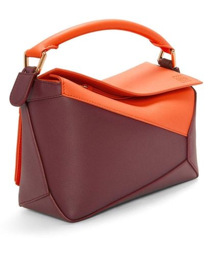 Loewe Luxury Small Puzzle Bag In Classic Calfskin - Red