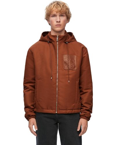 Loewe Luxury Hooded Padded Jacket In Nylon - Brown