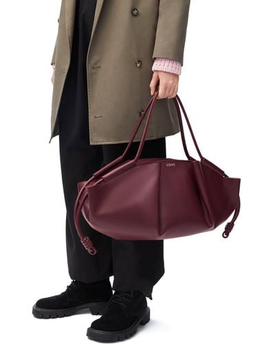Loewe Xl Paseo Bag In Shiny Nappa Calfskin - Purple