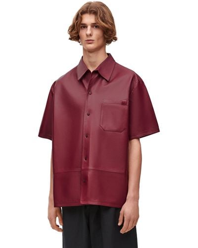 Loewe Luxury Short Sleeve Shirt In Nappa Lambskin - Red