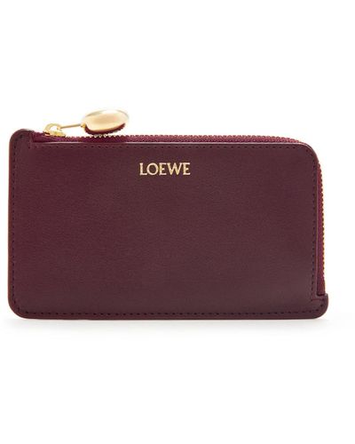 Loewe Luxury Pebble Coin Cardholder In Shiny Nappa Calfskin - Purple