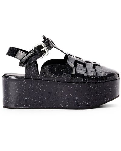 Loewe Wedge Sandal In Calfskin - Black