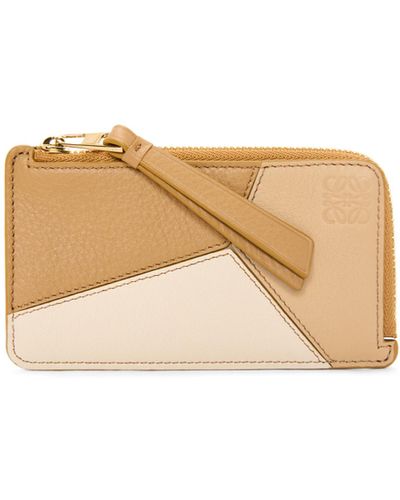 Loewe Luxury Puzzle Coin Cardholder In Classic Calfskin - Natural