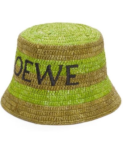 Loewe Bucket Hat In Raffia - Green