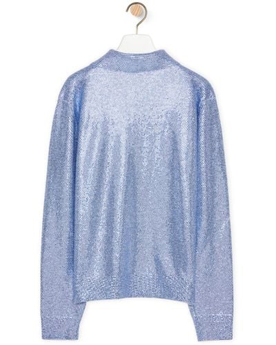 Loewe Luxury Embellished Polo Sweater In Cashmere - Blue