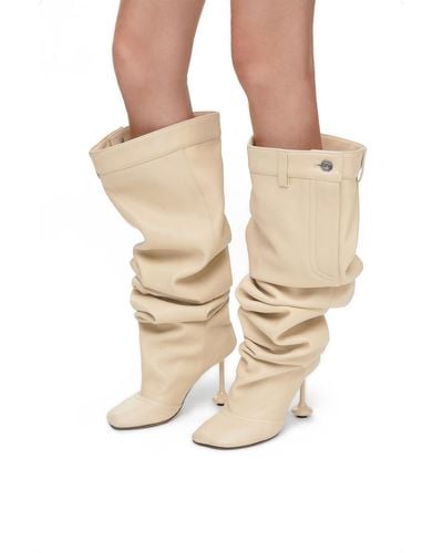 Loewe Luxury Toy Over The Knee Boot In Nappa Lambskin - Natural