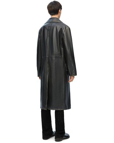 Loewe Double Breasted Coat In Nappa Calfskin - Black