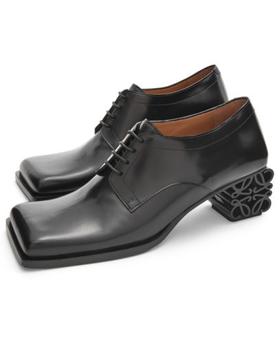 Loewe Luxury Anagram Heel Brogue In Calfskin - Black