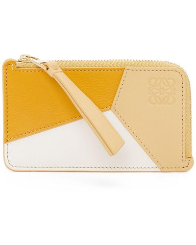 Loewe Puzzle Coin Cardholder In Classic Calfskin - Yellow
