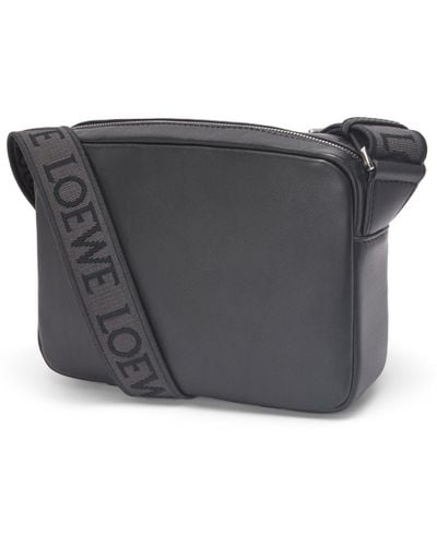 Loewe Xs Military Messenger Bag In Supple Smooth Calfskin And Jacquard - Gray