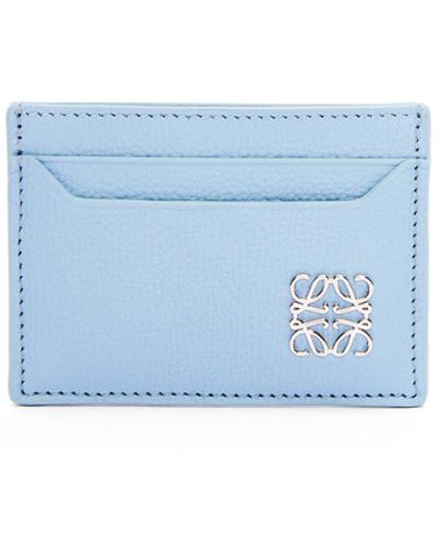 Loewe Luxury Anagram Plain Cardholder In Pebble Grain Calfskin - Blue