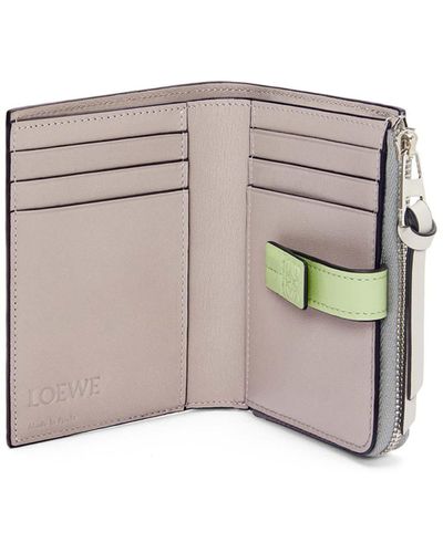 Loewe Slim Compact Wallet In Soft Grained Calfskin - White
