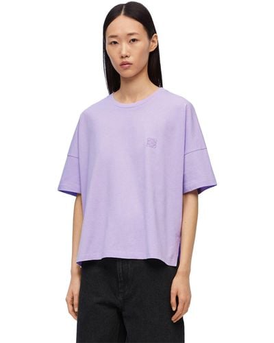 Loewe Anagram-embroidered Boxy-fit Cotton-jersey T-shirt X - Purple