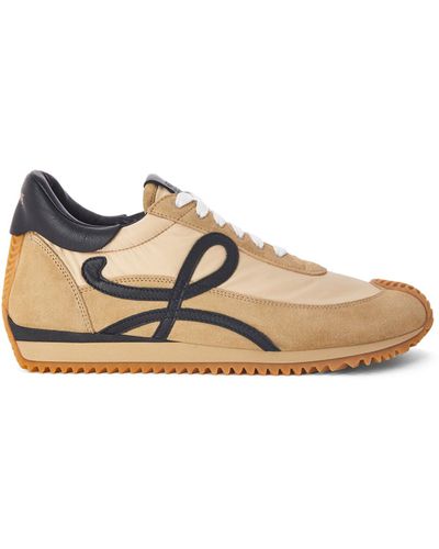 Loewe Flow Runner Monogram Leather And Shell Trainers - Brown