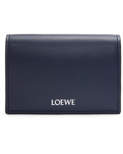 Loewe Luxury Slim Bifold Cardholder In Shiny Nappa Calfskin For - Blue