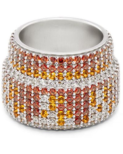 Loewe Luxury Large Pavé Ring In Sterling Silver And Crystals For - White